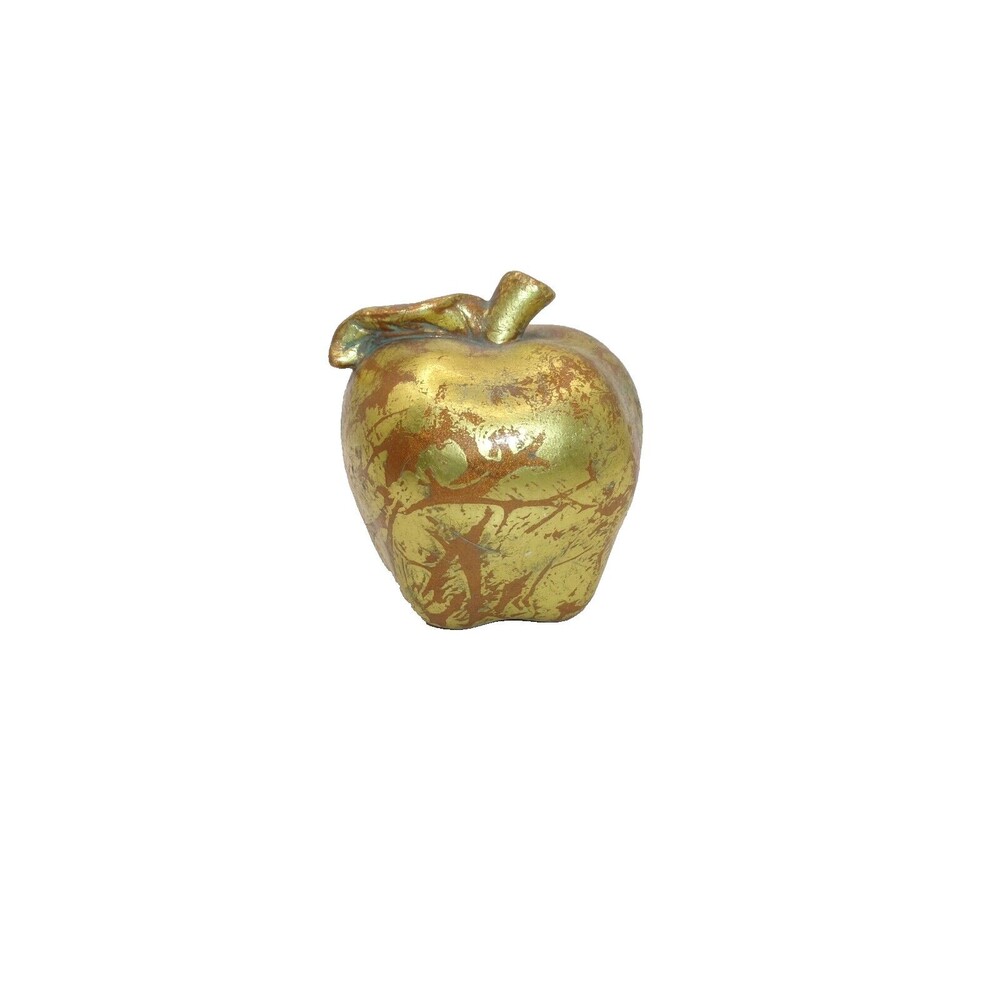 Raz Imports Ceramic Gold Apple Table Top Decor Antiqued Paint 3.75 in Tall